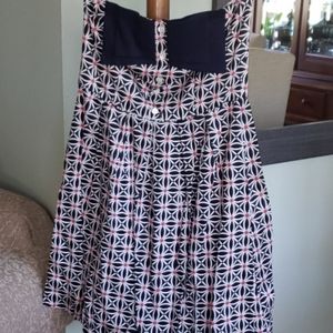 Trina Turk retro strapless dress red whit blue